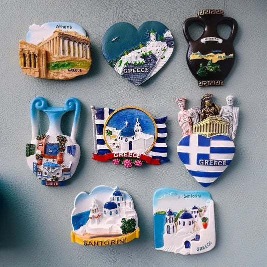 Greece Refrigerator Magnets – 3D Resin Souvenirs with Landmarks