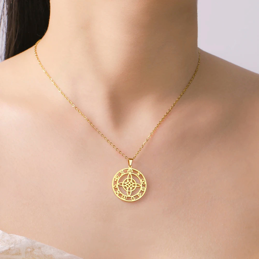 🛡️ Ancient Greek Mythology Witch Knot Necklace – Stainless Steel Protection Amulet for Women | Wiccan & Spiritual Jewelry