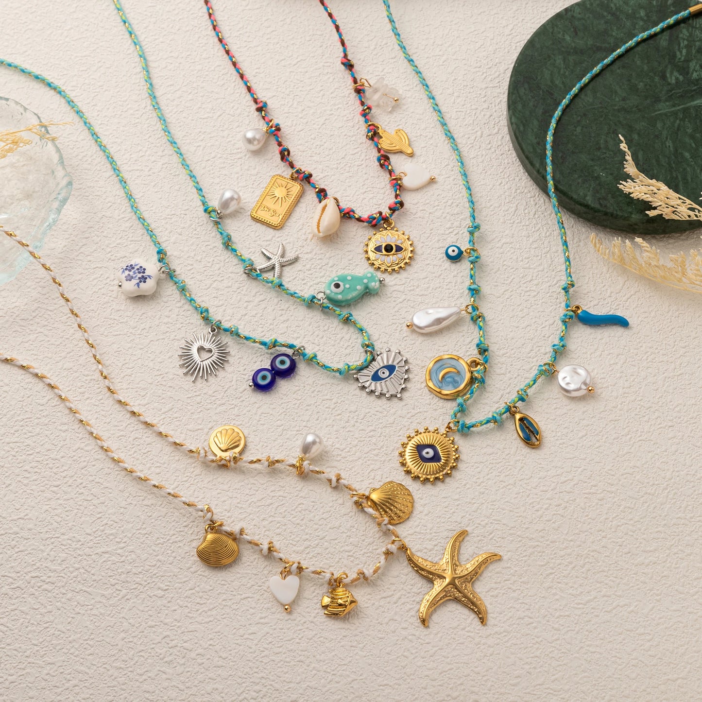 🌟 Summer Sea Starfish & Pearl Pendant Necklace – Colorful Rope, Gold-Platedummer Sea Love Pendant Necklace – Starfish & Pearl Colorful Dopamine Rope, Gold-Plated Romantic Jewelry