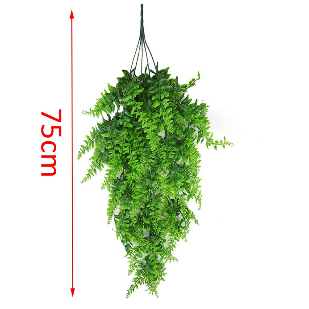 80CM Artificial Persian Fern Vine – Hanging Basket, Fake Plant Garland for Wall, Garden, Home & Wedding Party Decor