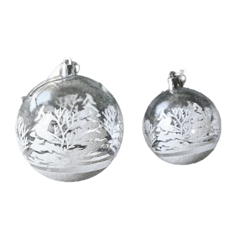 ❄️✨ 6 PCS Transparent Snow Christmas Balls – Clear Hanging Baubles for Xmas Tree Decoration | Navidad Ornaments 🎄💎