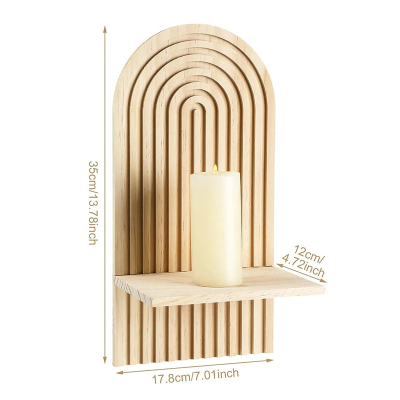 Hanging Wall Shelves with Candle Sconces – Decorative Display Rack for Plants, Vases & Home Accents