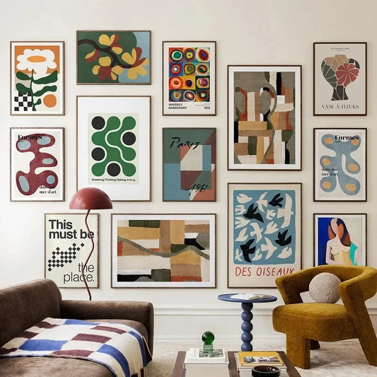 Contemporary Abstract Wall Art – Flower Vase & Girl Canvas for Living Room Decor