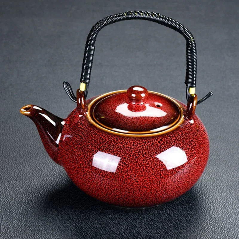 Large Capacity 700ml Ceramic Teapot – Coffee & Tea Pot Set with Small Teacups for Flower Tea and Household Use
