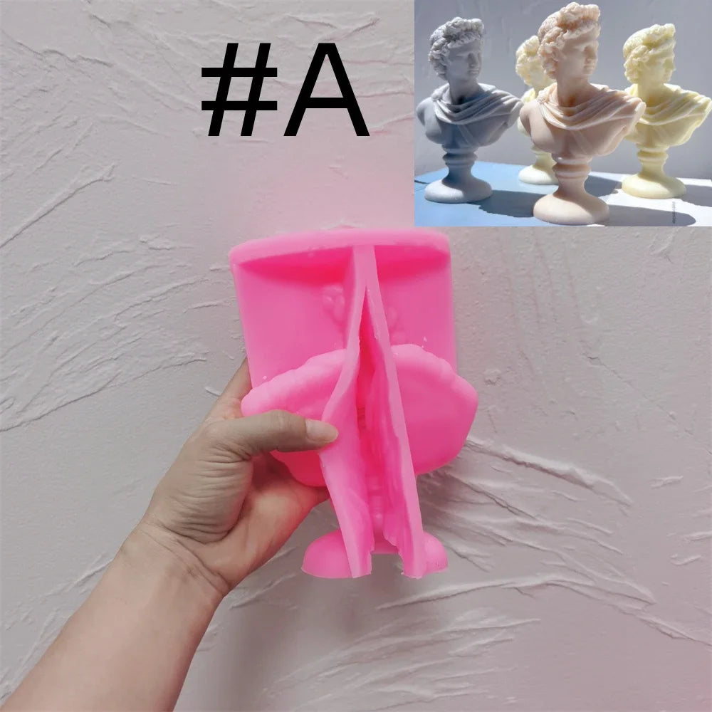 🏛️ Artemis & Apollo Silicone Bust Mold – Greek Goddess & God Candle Mold | Roman Sculpture Wax Mold for DIY Art & Crafts