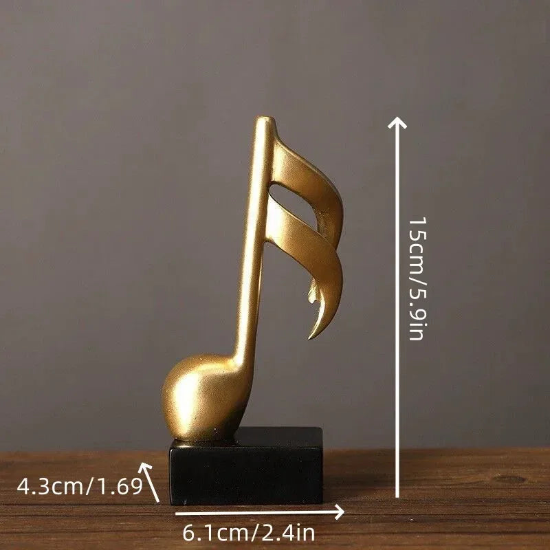 Golden Resin Musical Note Sculpture – Decorative Figurine for Wine Cabinet, Bar & Music Room