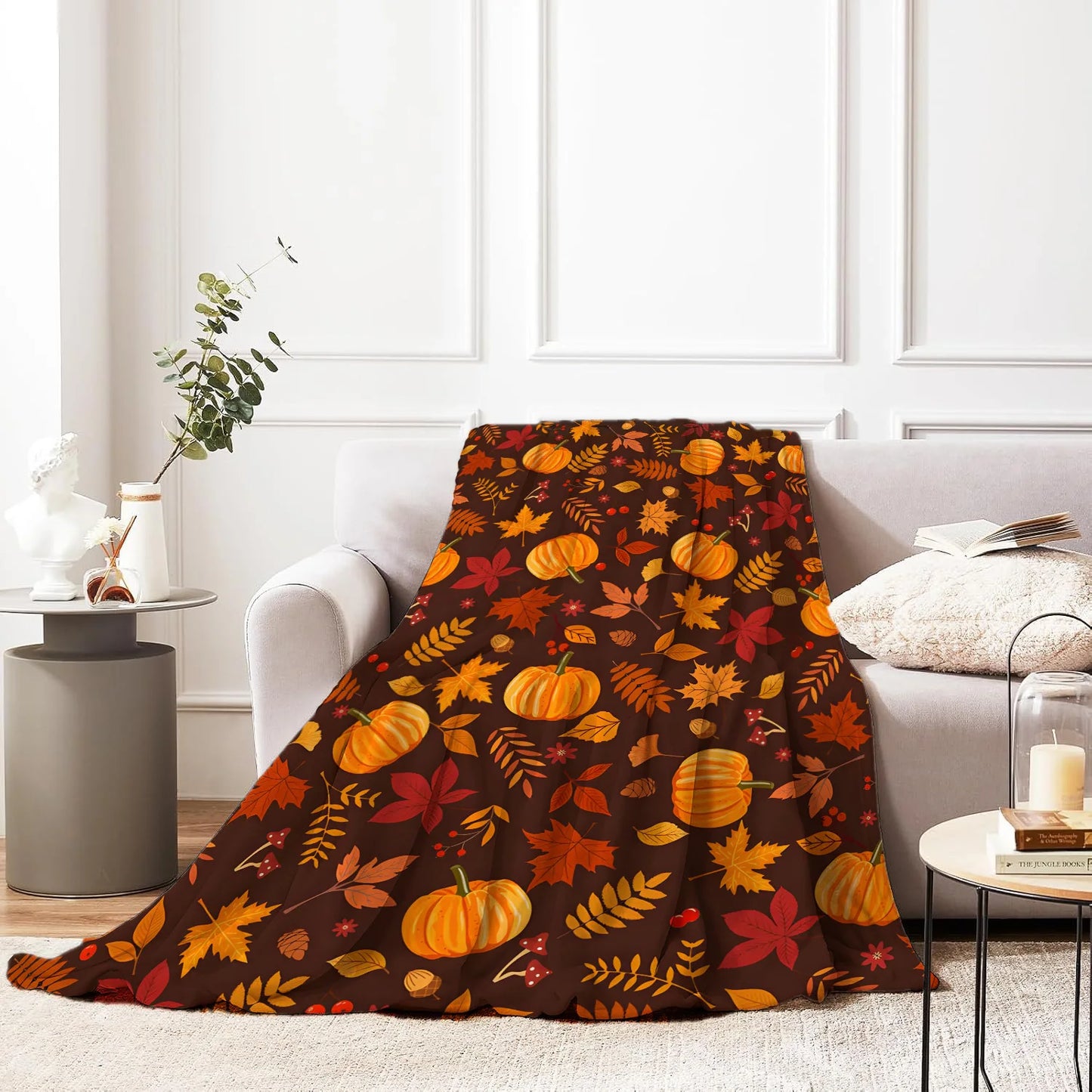 🍁 Fall Harvest & Thanksgiving Flannel Throw Blanket