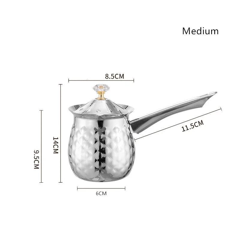 Greek Style Coffee Pot – Stainless Steel Small Milk Warmer with Handle