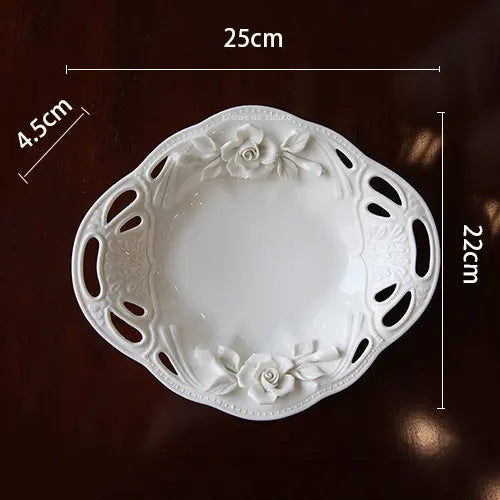 🌹 Exquisite Hand-Painted Rose Ceramic Dinner Set