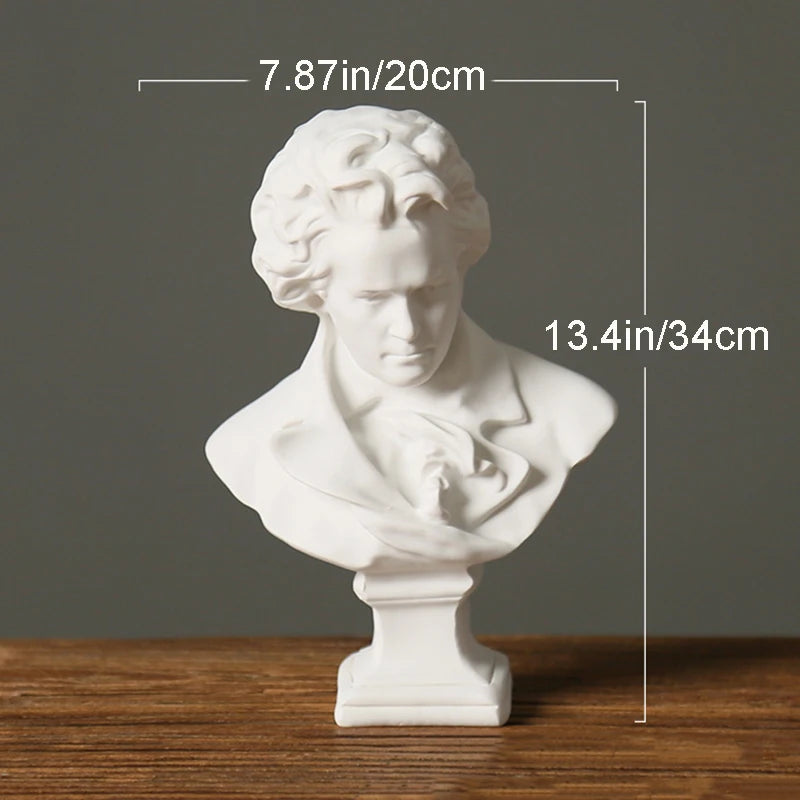 15cm David Bust Statue – White Resin Gypsum Decorative Art Sculpture for Coffee Table & Home Decor