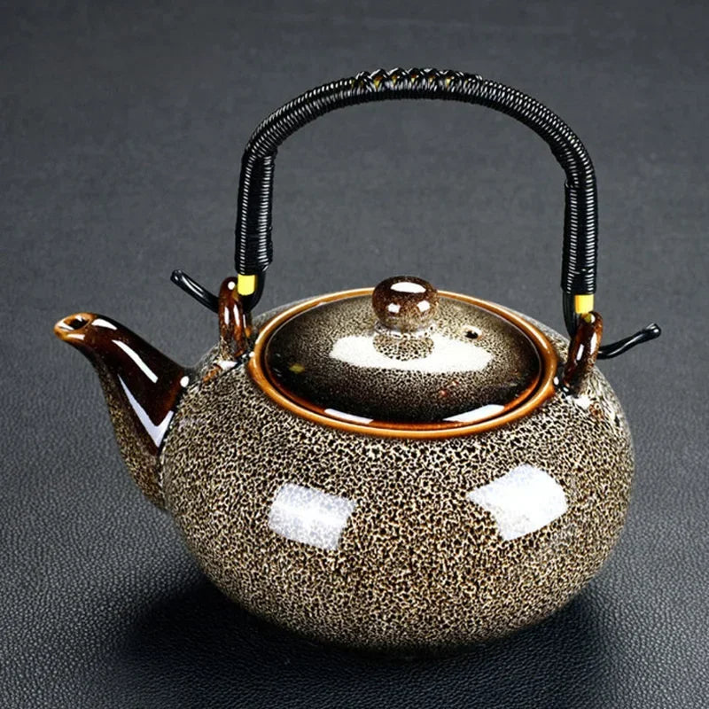 Large Capacity 700ml Ceramic Teapot – Coffee & Tea Pot Set with Small Teacups for Flower Tea and Household Use
