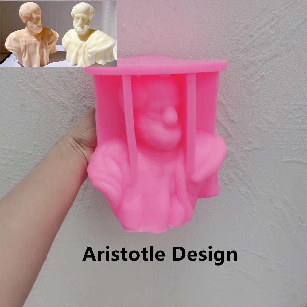 Aristotle Statue Candle Mold – Greek Philosopher Bust Silicone Mold for Wax Sculpture & Tabletop Decor
