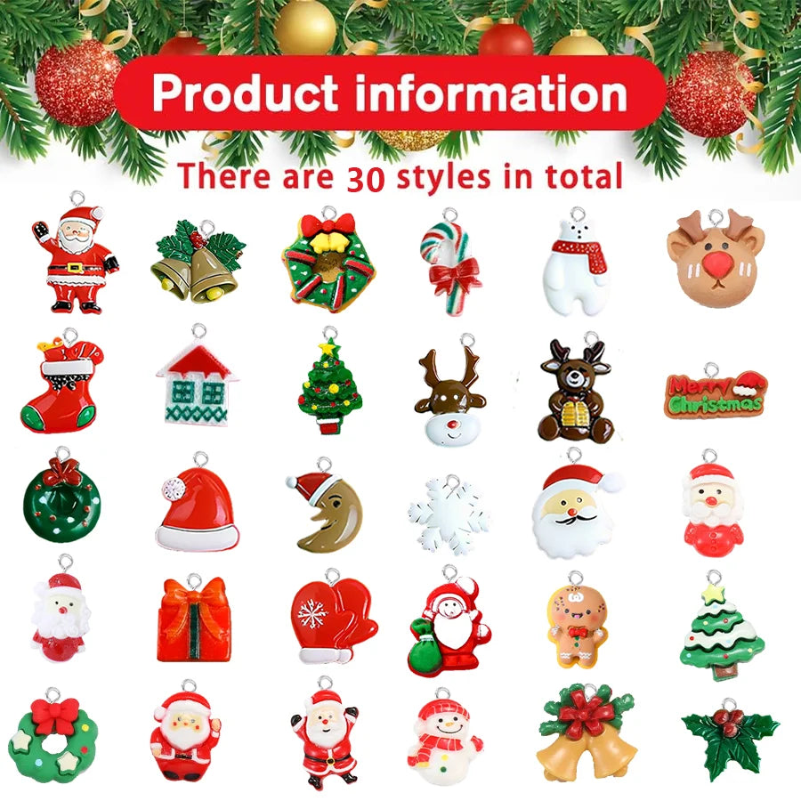 🎄✨ 20/30PCS Mini DIY Christmas Keychains – Resin Miniatures Christmas Tree Ornaments for Craft & Decor ✨🎄