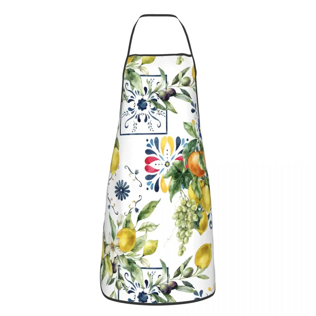 Custom Sicilian Tiles Summer Fruit Apron – Oranges & Lemons Bib for Women & Men, Unisex Kitchen Cooking Tablier