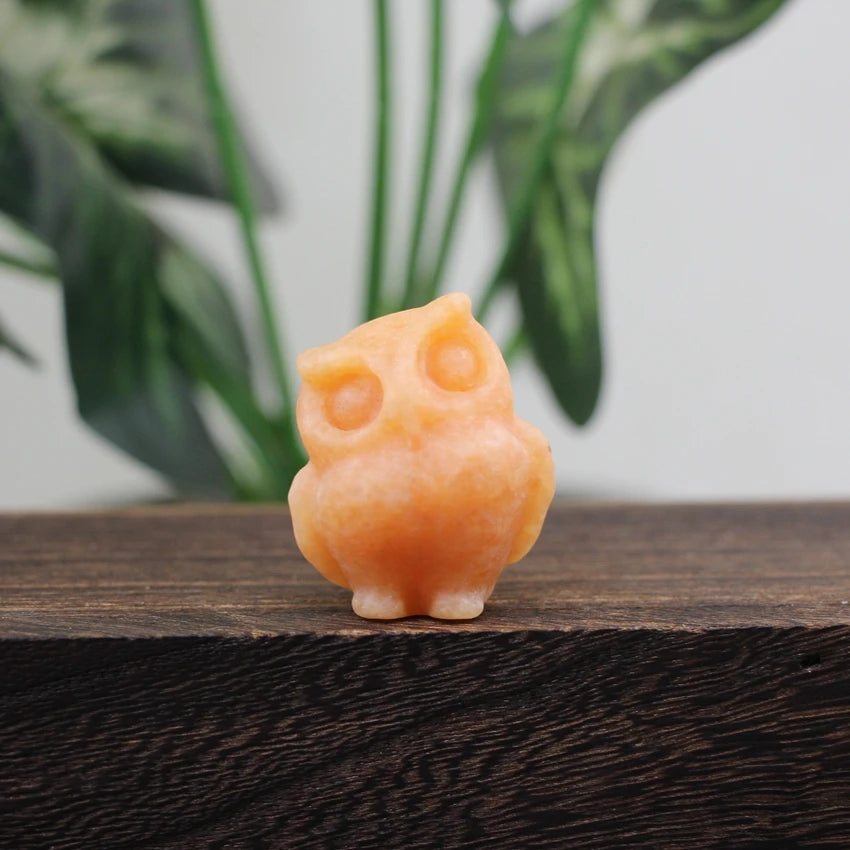 Hand Carved Gemstone Owl Statue – Mini Crystal Quartz Figurine, Healing Animal Ornament for Home & Office Décor Gifts"
