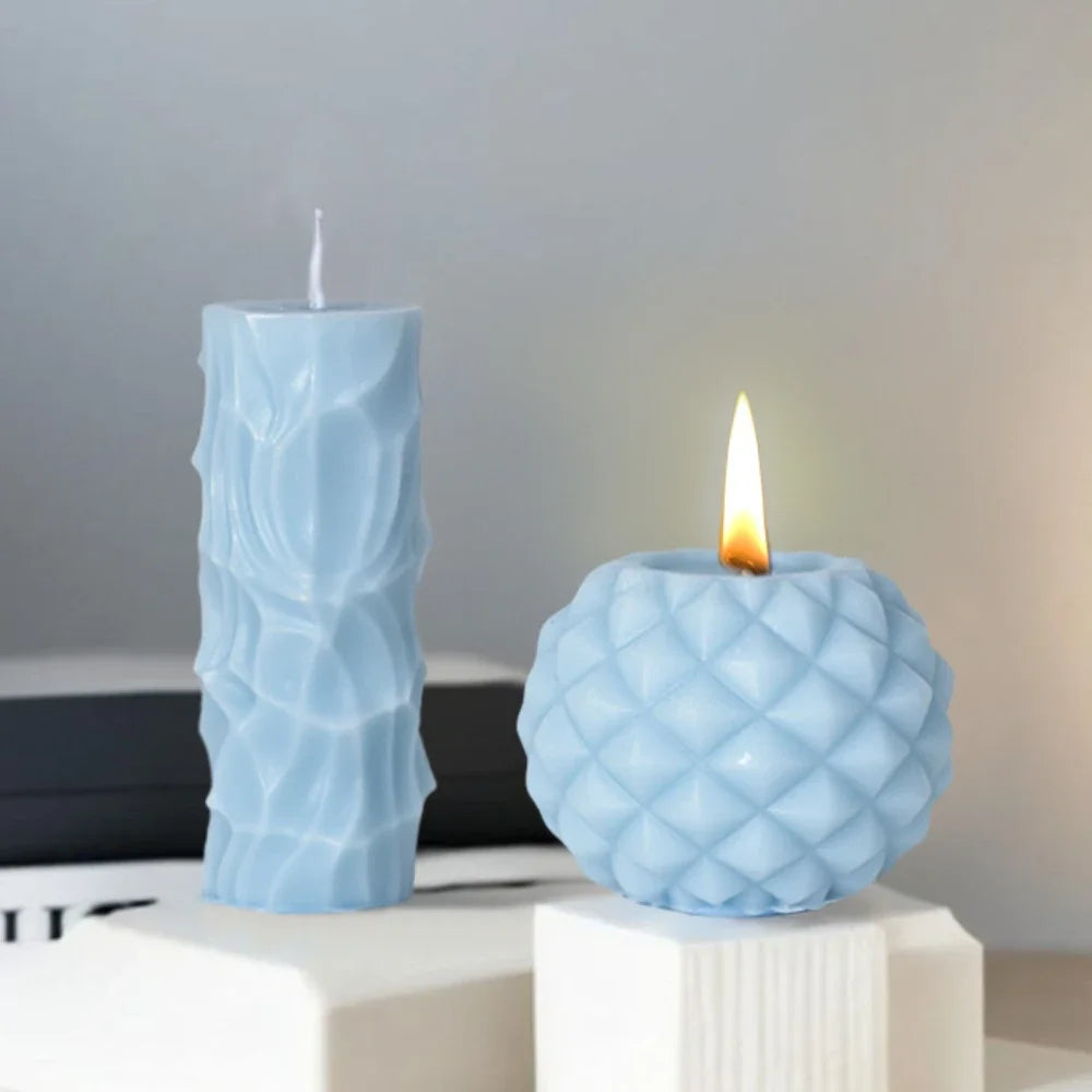 3D Candle & Soap Making Mold Set – Geometric Diamond, Rock, Cube, and Cylinder Shapes
