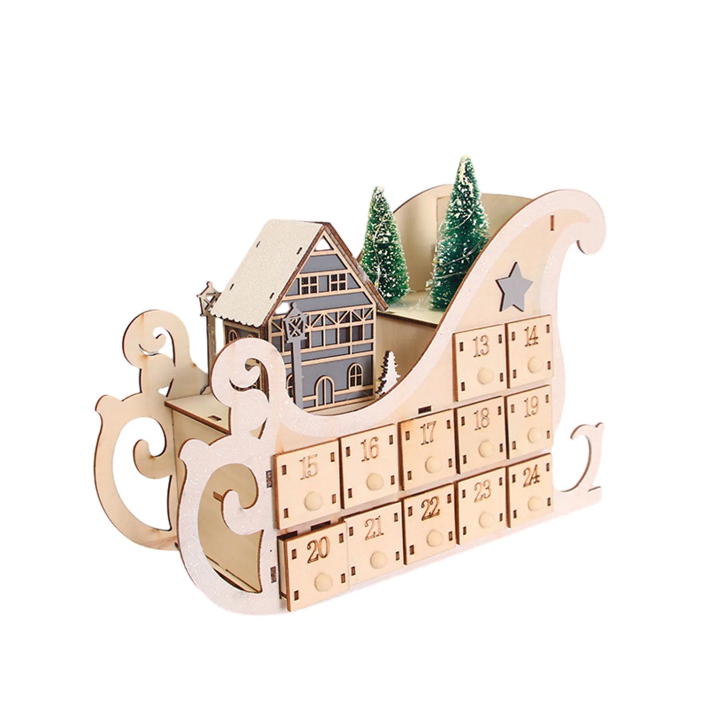 🎄📅 24-Day Wooden Christmas Countdown Calendar with Tree – Wear-Resistant Craft Model for Women, Men & Kids ✨🎁