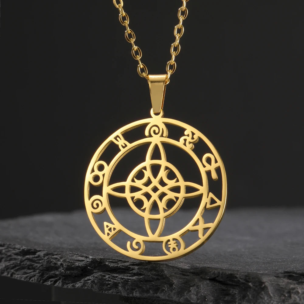 🛡️ Ancient Greek Mythology Witch Knot Necklace – Stainless Steel Protection Amulet for Women | Wiccan & Spiritual Jewelry