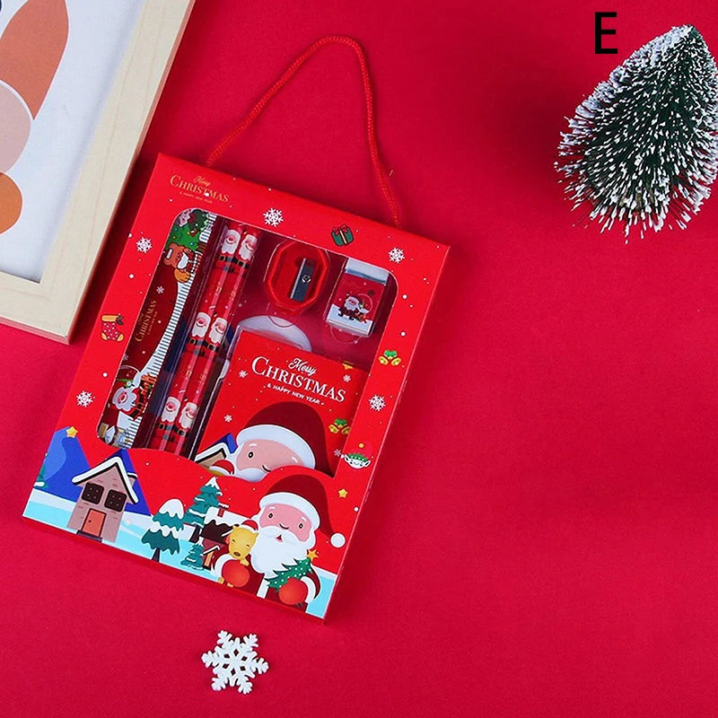 🎄📝 1 Set Christmas Stationery Set – Kids Cartoon Pencil, Eraser, Ruler, Memo Pad & Sharpener | School Supplies & Holiday Gift 🎅🎁