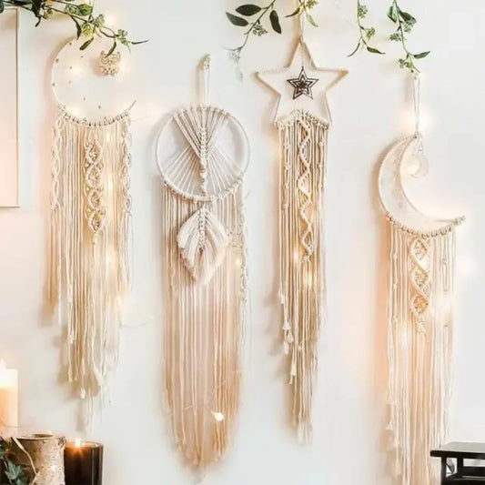 🌙 Handwoven Moon Macramé Dream Catcher Tapestry ✨