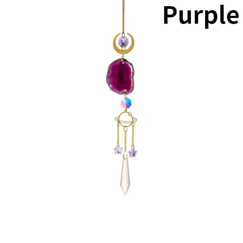 Sun & Moon Crystal Suncatcher – Prism Rainbow Hanging Ornament for Window, Garden, and Patio Decoration
