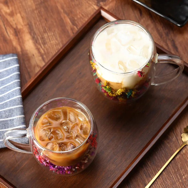 1/2/4PCS Double Wall Clear Glass Coffee Mugs – Insulated Cups for Hot & Cold Beverages, Cappuccino & Espresso