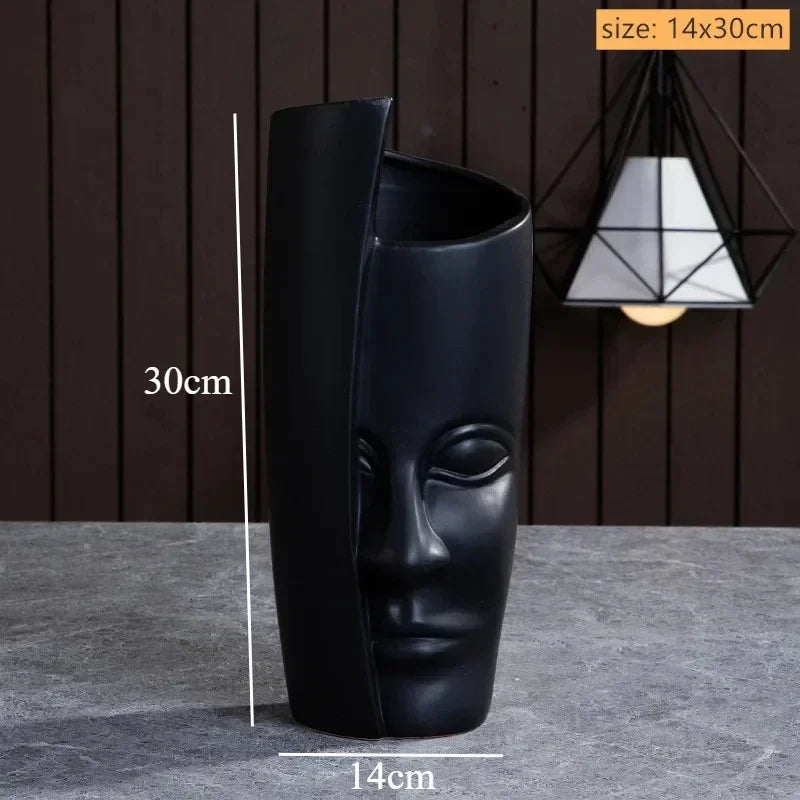 Artistic Ceramic Face Vase – Handmade Sculpture for Flowers, Candles & Decorative Storage