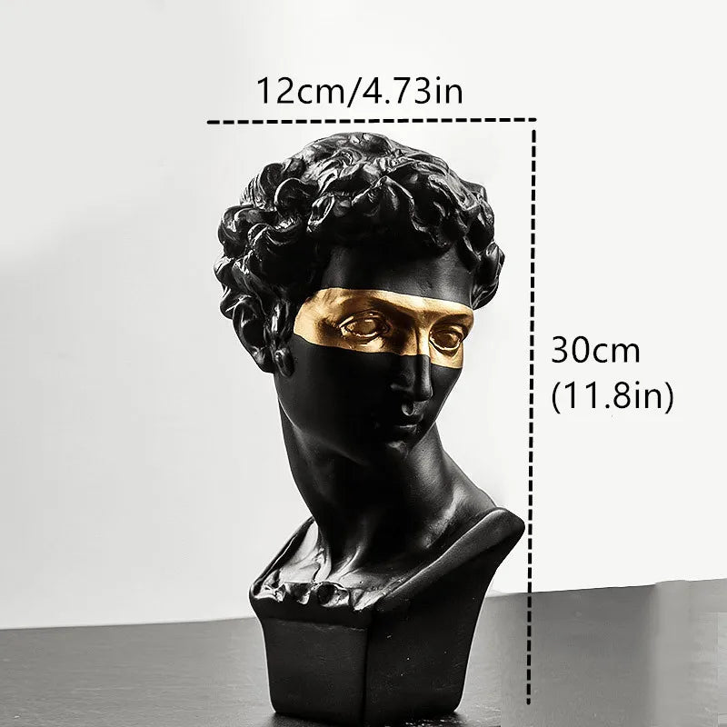 15cm David Bust Statue – White Resin Gypsum Decorative Art Sculpture for Coffee Table & Home Decor