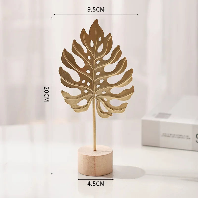 Golden Leaf & Feather Metal Figurines