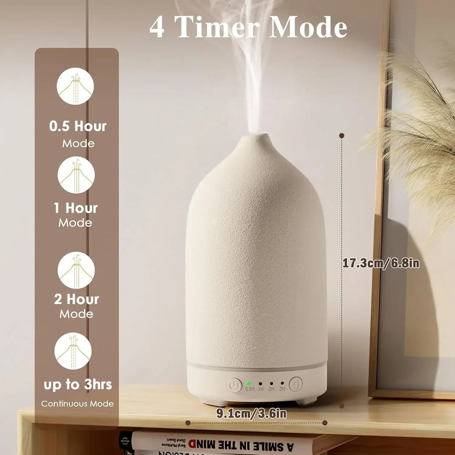 Aromatherapy Ceramic Diffuser 100ml – Ultrasonic Humidifier with LED & Timer