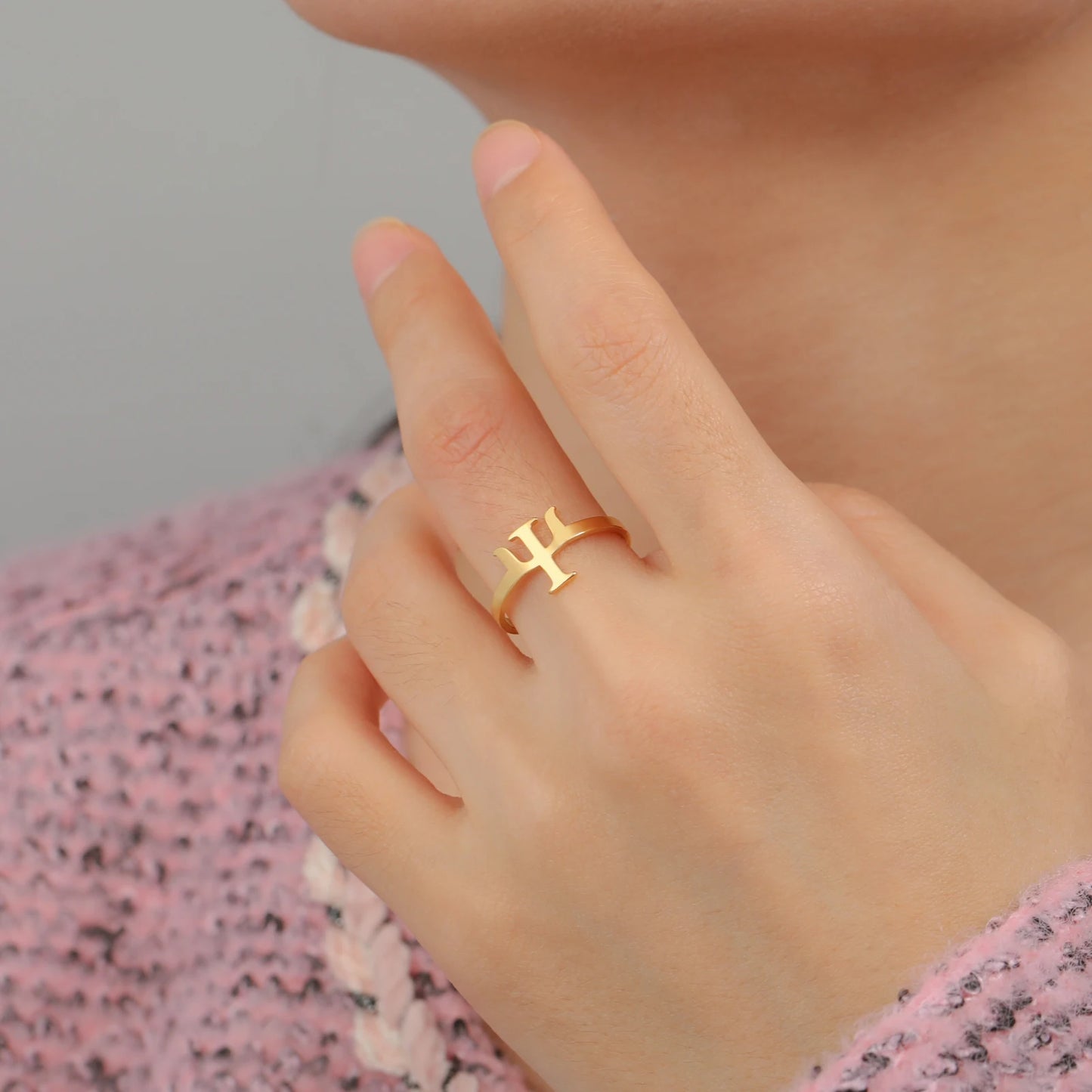 Greek PSI Ring Ψ Stainless Steel – Psychology Symbol Jewelry for Women & Men – Lucktune Amulet Gift