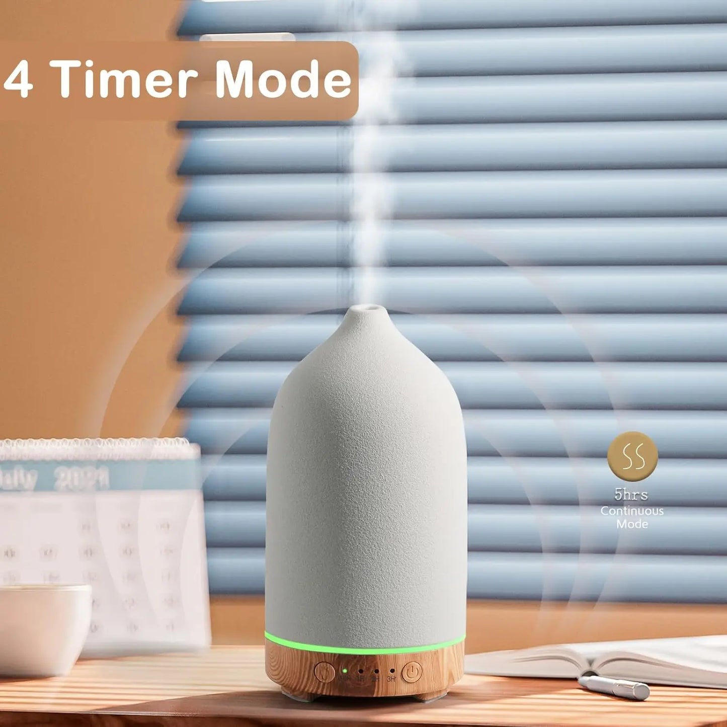 Aromatherapy Ceramic Diffuser 100ml – Ultrasonic Humidifier with LED & Timer