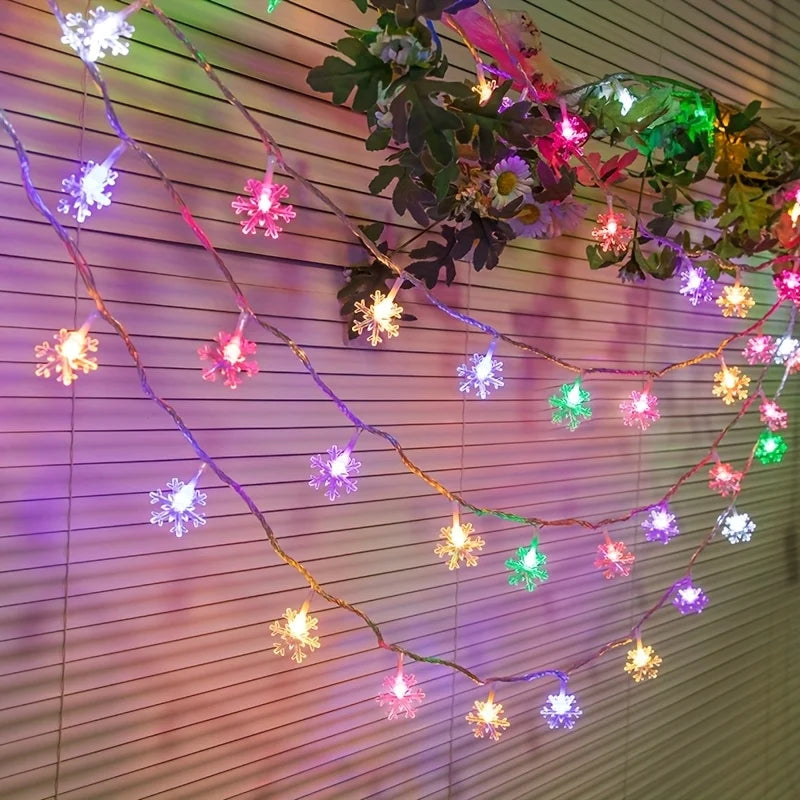 ❄️✨ Dazzling LED Snowflake Garland Lights - Christmas Tree & Home Decor 2025! 💡