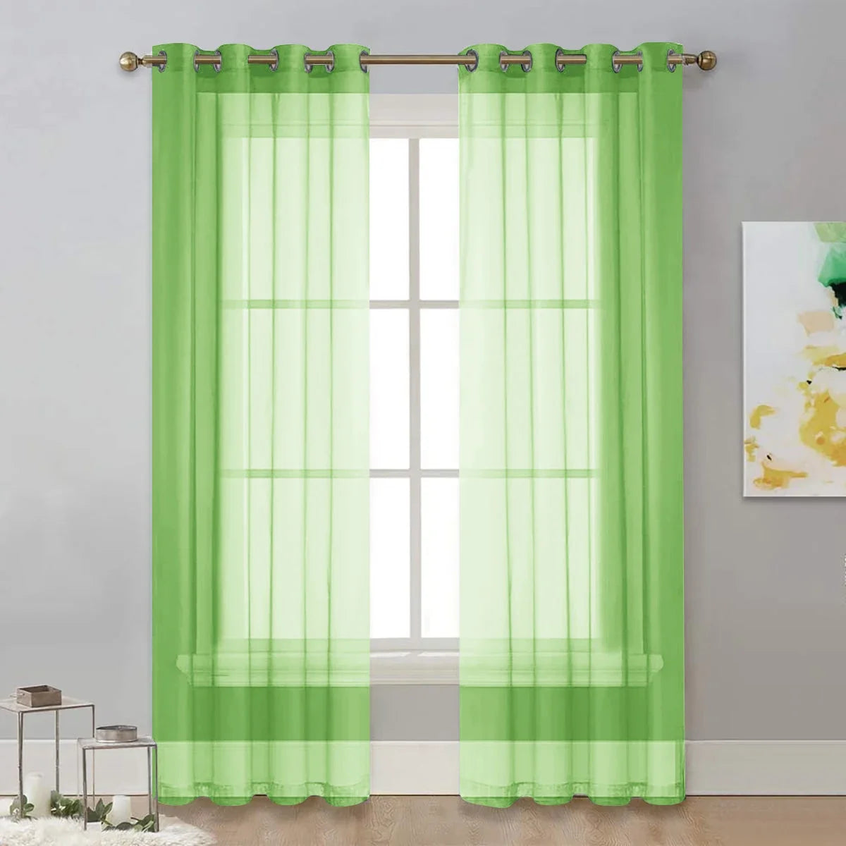 Modern Solid Color Sheer Curtain – Grommet Top Window Panel for Living Room, Bedroom, or French Windows