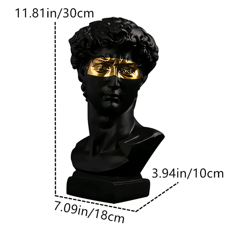 15cm David Bust Statue – White Resin Gypsum Decorative Art Sculpture for Coffee Table & Home Decor