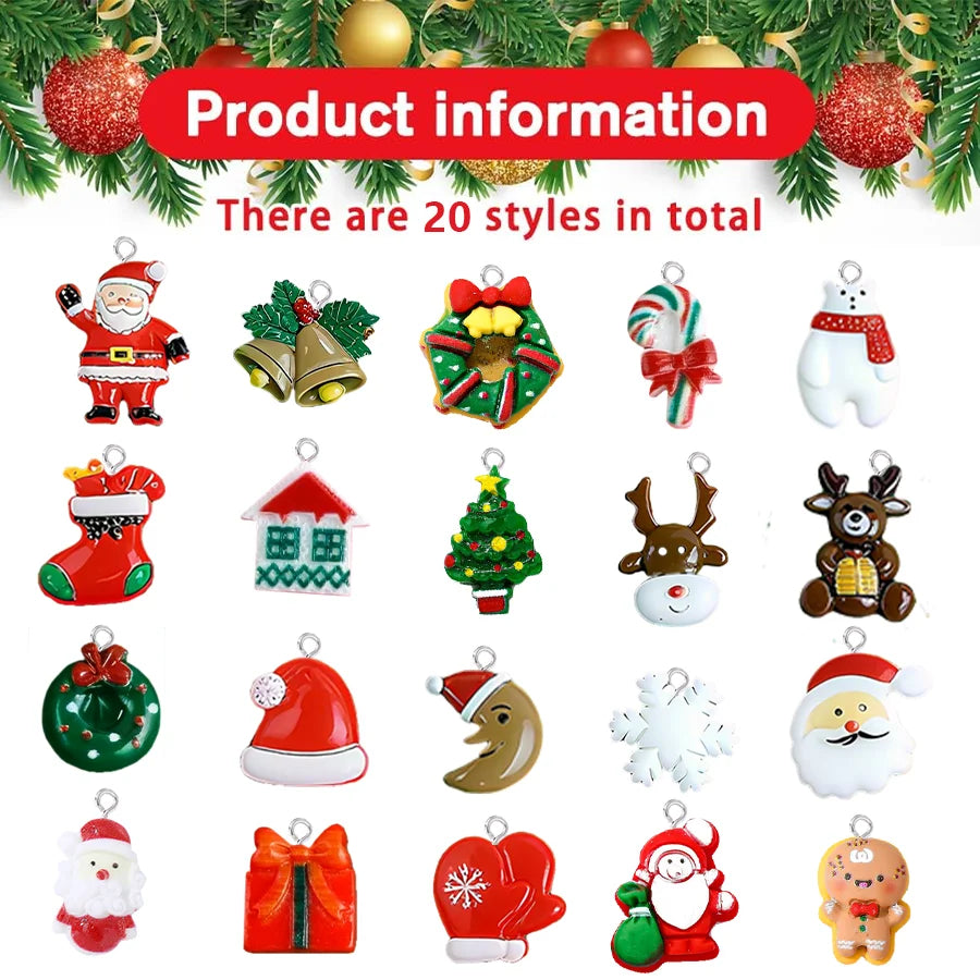 🎄✨ 20/30PCS Mini DIY Christmas Keychains – Resin Miniatures Christmas Tree Ornaments for Craft & Decor ✨🎄