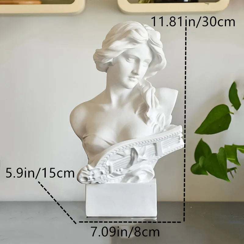 15cm David Bust Statue – White Resin Gypsum Decorative Art Sculpture for Coffee Table & Home Decor