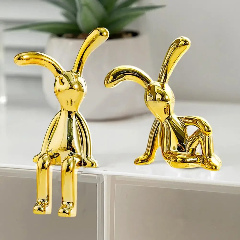 Long-Eared Rabbit Figurine – Decorative Bunny Statue for Home, Center Console & Ornaments