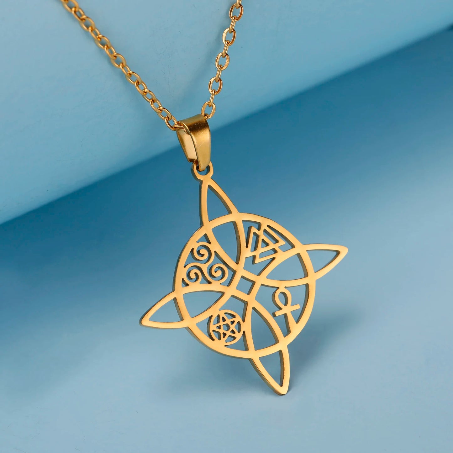 🛡️ Ancient Greek Mythology Witch Knot Necklace – Stainless Steel Protection Amulet for Women | Wiccan & Spiritual Jewelry