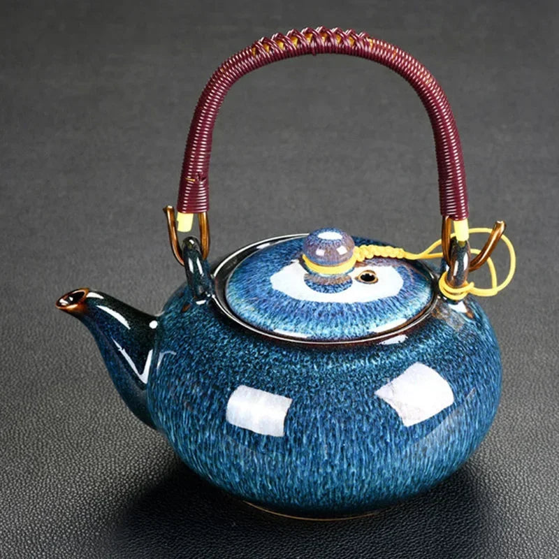 Large Capacity 700ml Ceramic Teapot – Coffee & Tea Pot Set with Small Teacups for Flower Tea and Household Use