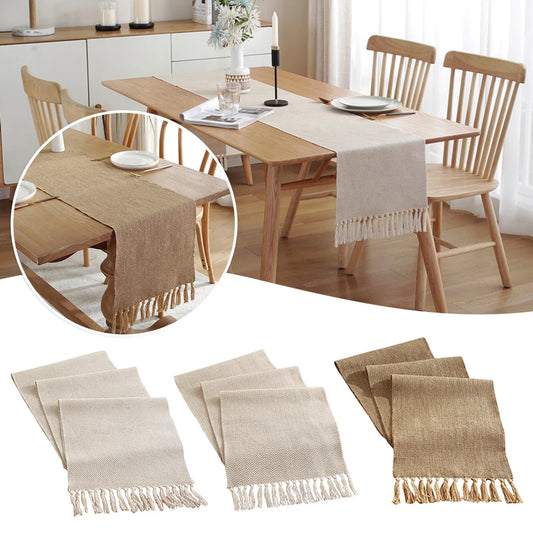 Vintage Woven Cotton Linen Table Runner
