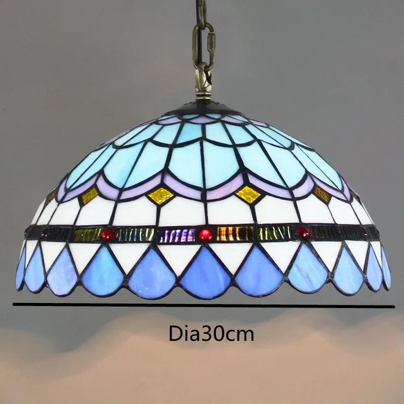 🍷 European-Style Vintage Tiffany Glass Chandelier ✨ | Creative Country-Style Glass Lantern for Bar, Restaurant & Home Decor 🏡