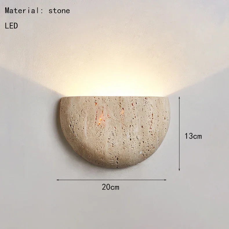Natural Stone LED Wall Sconce – Semi-Circle Mood Light for Modern Home Interiors