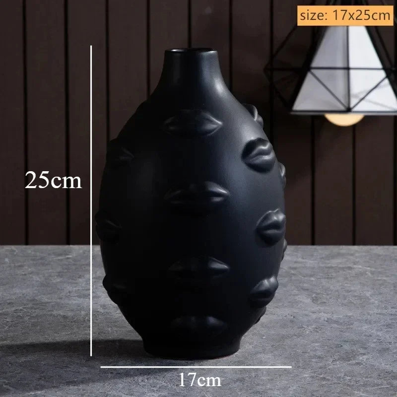 Artistic Ceramic Face Vase – Handmade Sculpture for Flowers, Candles & Decorative Storage