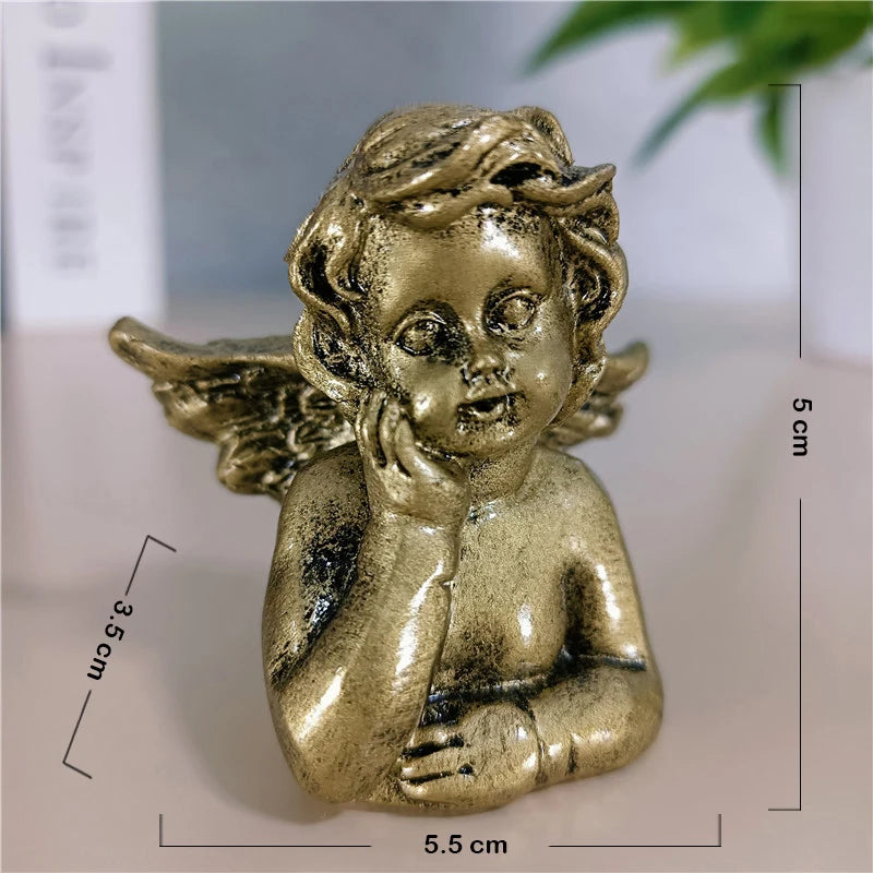 Golden Angel Fairy Figurine – Resin Craft Little Girl Statue for Wedding, Home Décor & Prayer Ornament