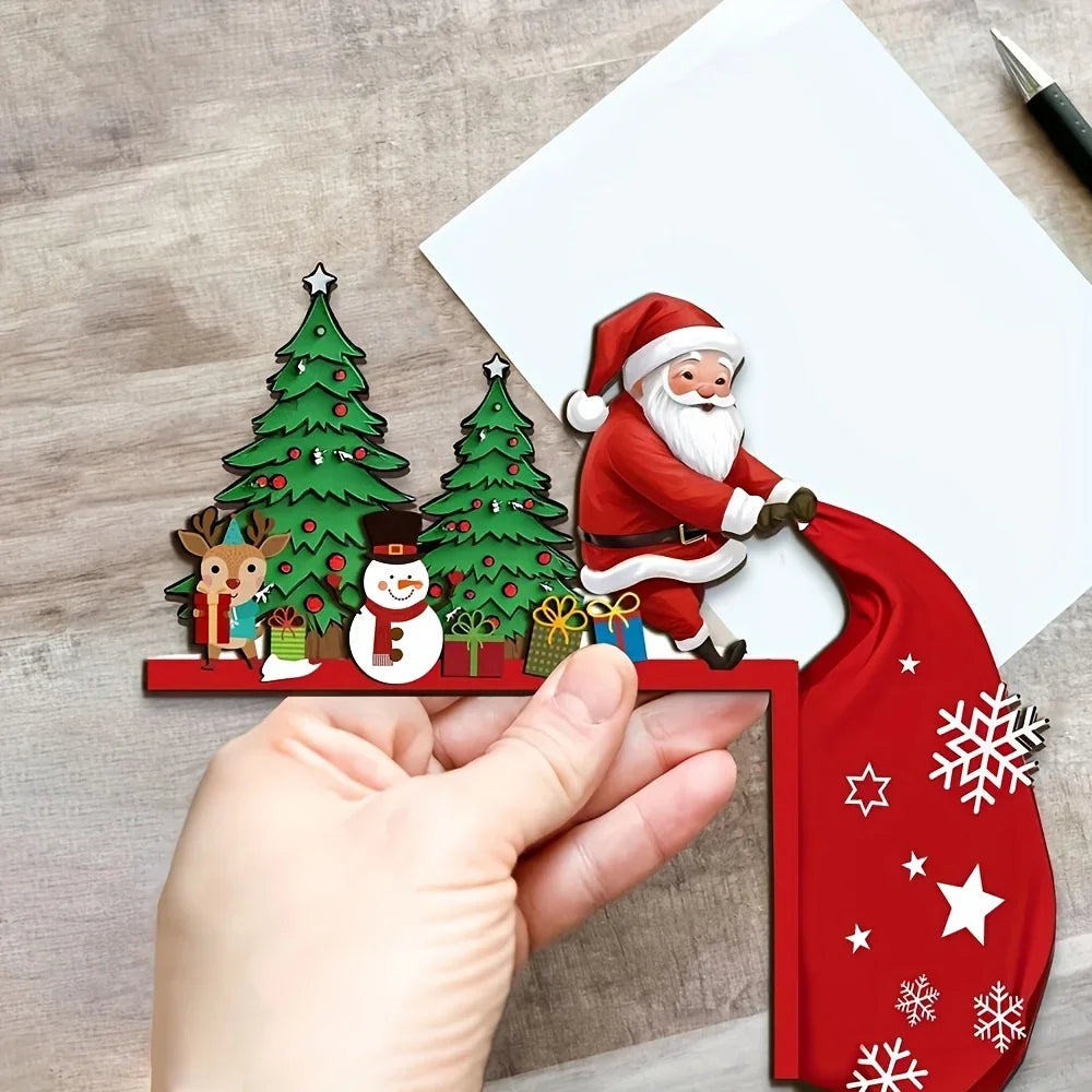 Charming Wooden Christmas Door Corner Decor (1pc) 🎅🦌⛄ | Santa, Reindeer & Snowman Accent