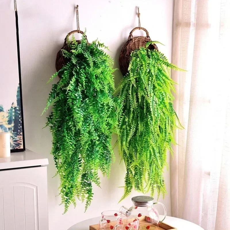 80CM Artificial Persian Fern Vine – Hanging Basket, Fake Plant Garland for Wall, Garden, Home & Wedding Party Decor