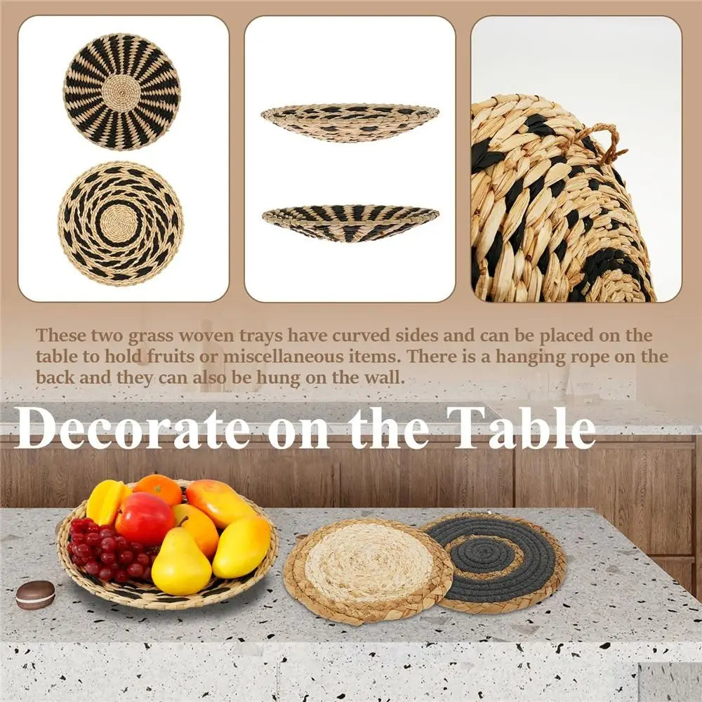 7-Piece Wicker Wall Basket Set – Round Handmade Rattan Wall Hanging Décor