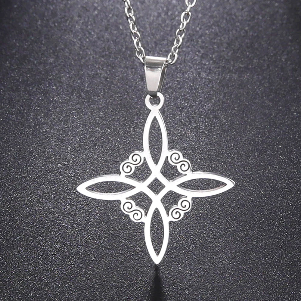 🛡️ Ancient Greek Mythology Witch Knot Necklace – Stainless Steel Protection Amulet for Women | Wiccan & Spiritual Jewelry