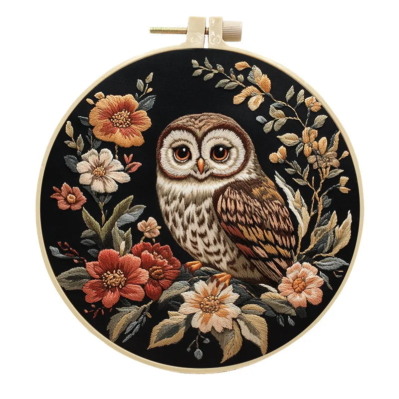 DIY Owl Embroidery Kit for Adults – Complete Cross Stitch Set with Threads, Needle & Guide
